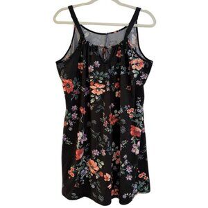 APT 9 Floral‎ Nightgown Womens XL Black Floral Print Adjustable Straps